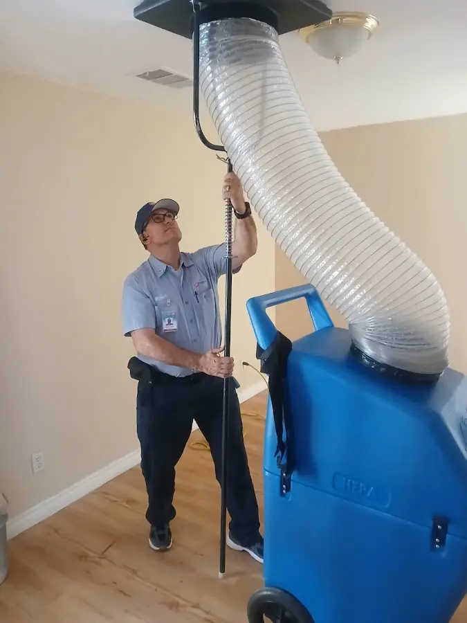 Mini Split Installation technician using HEPA equipment in Casa de Oro-Mount Helix